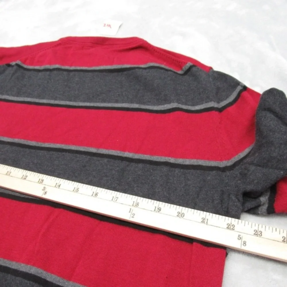 British Khaki Sweater Mens XL Red Striped Cotton Crew Neck Knit Pullover NEW‎
